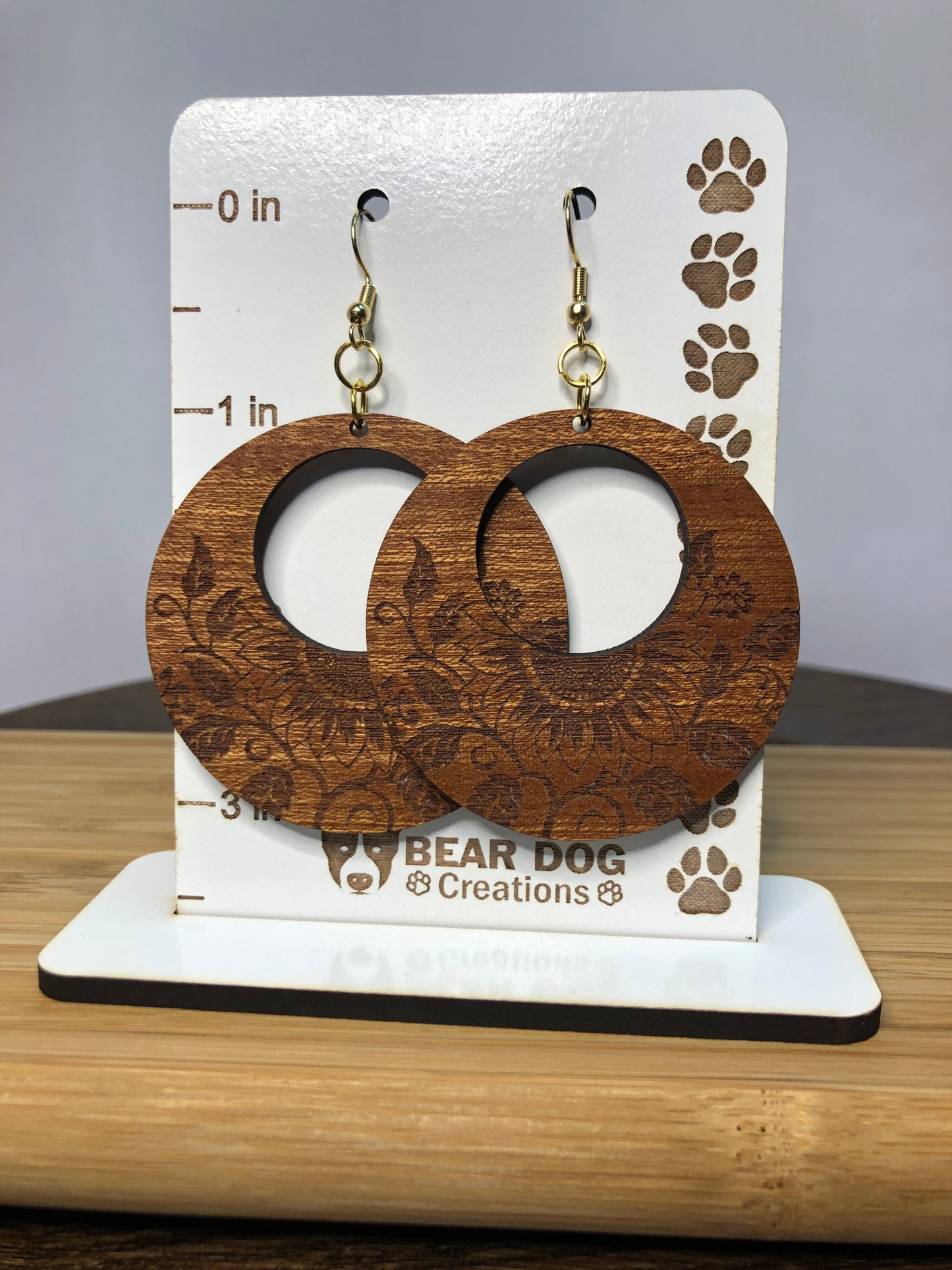 Large Round Earrings - Wood