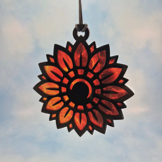 Red Sunflower Suncatcher - Sunset Inspired
