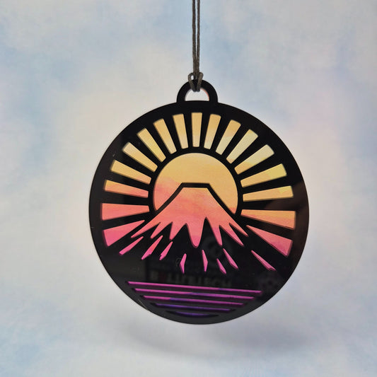 Mountain Sunrise Suncatcher, Small 2 Layer Acrylic and Flex Window Decoration