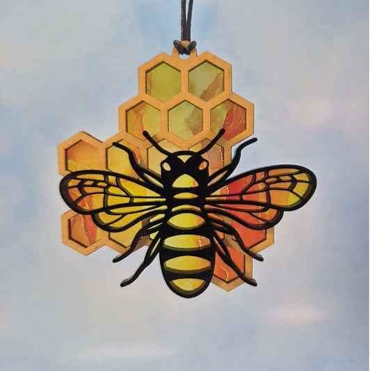 Bee and Honeycomb Suncatcher