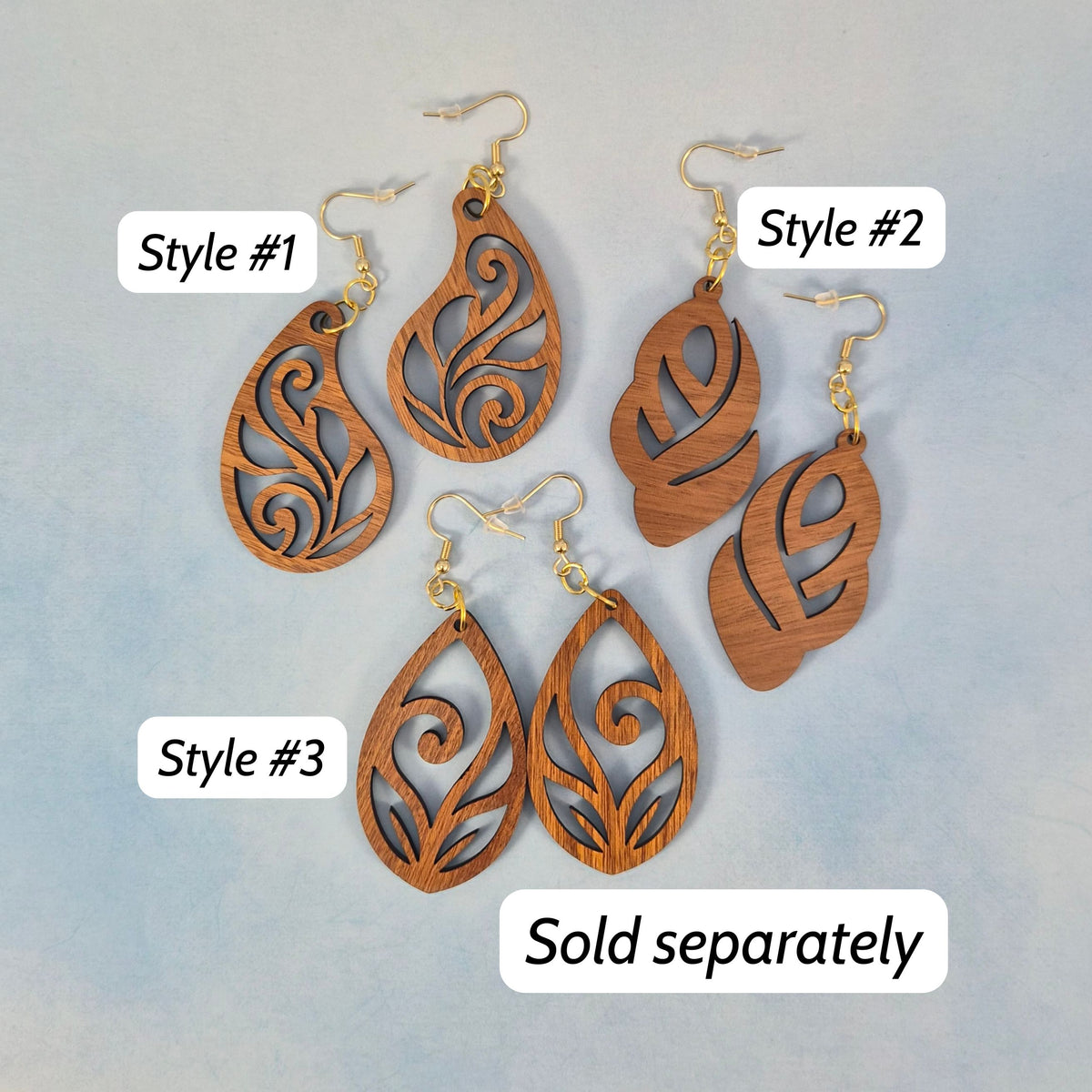 Geometric Wood Dangle Earrings