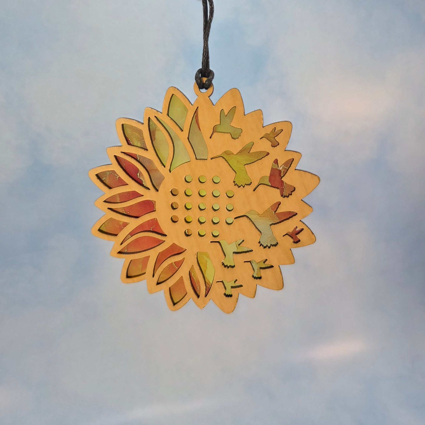 Sunflower and Hummingbird Suncatcher