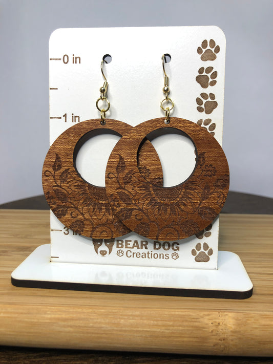 Large Round Earrings - Wood