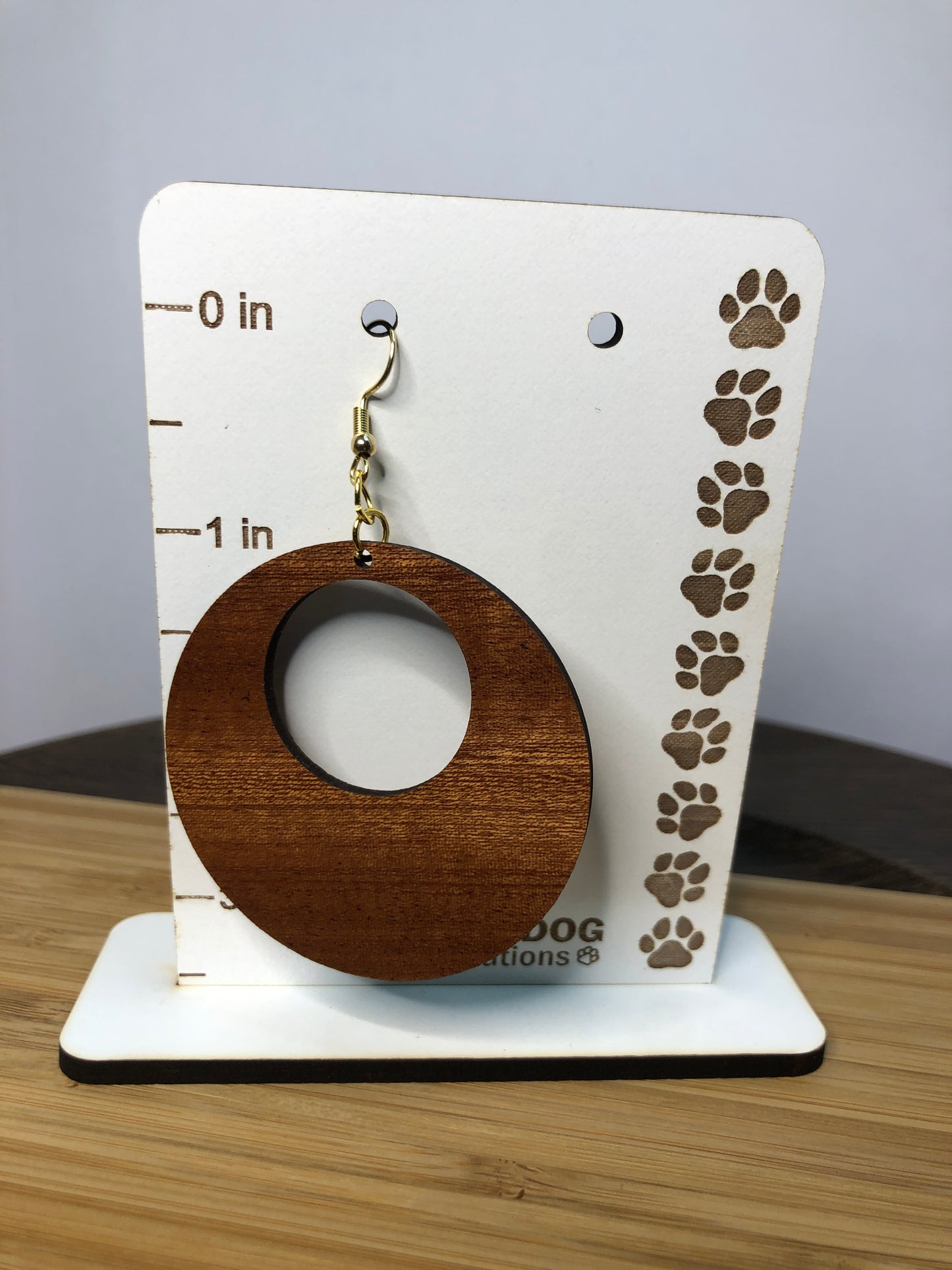 Large Round Earrings - Wood