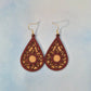 Mandala Maroon Leatherette (top) Light Wood Veneer (bottom) Teardrop Earrings