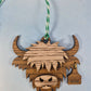 Blonde Highland Cow with Ear Tag Layered Wood Ornament