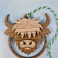 Highland Cow Rounded Layered Wood Ornament