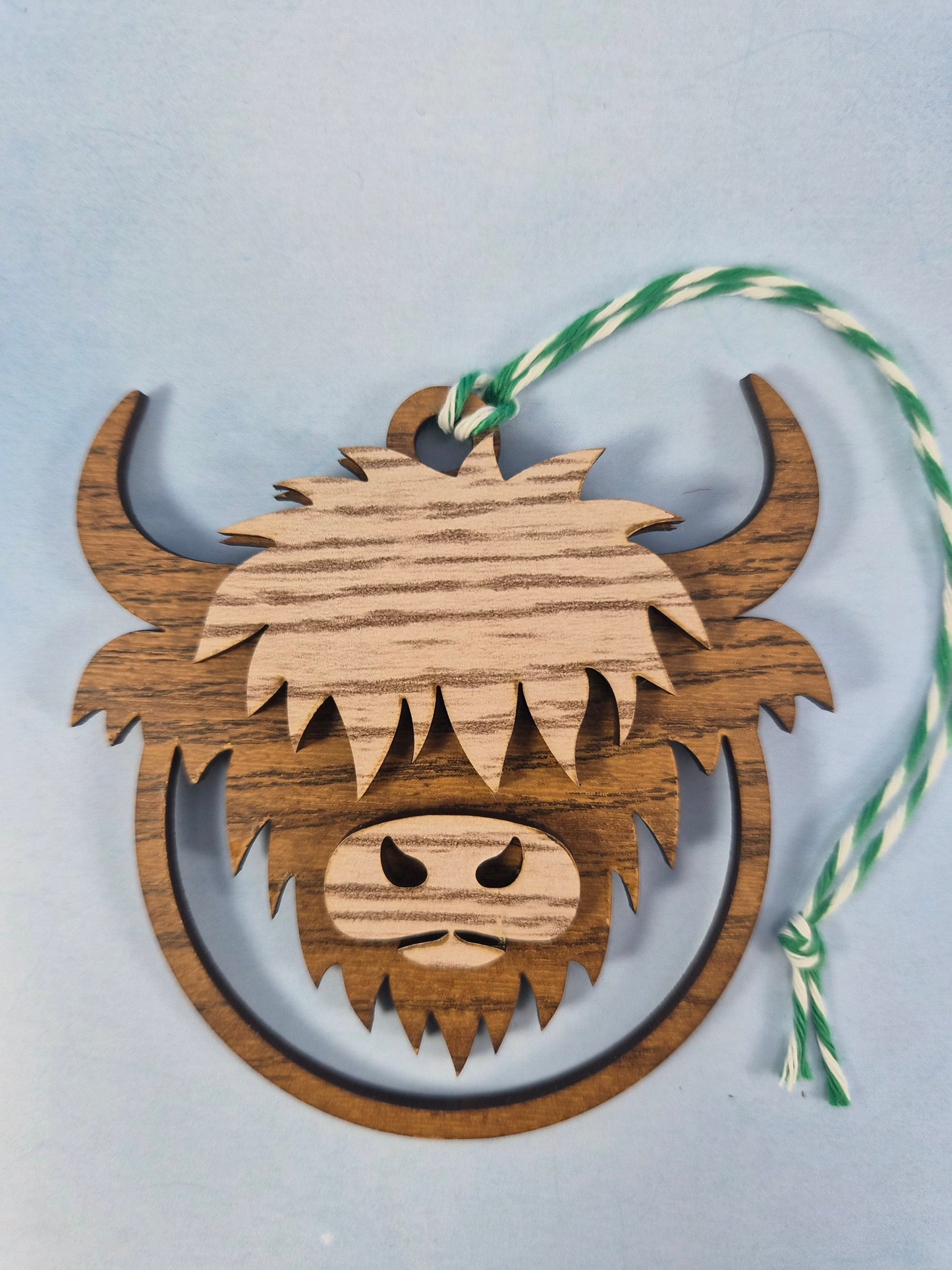 Highland Cow Rounded Layered Wood Ornament