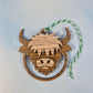 Highland Cow Rounded Layered Wood Ornament