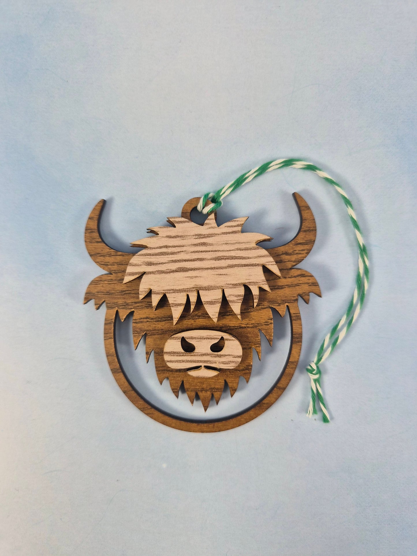 Highland Cow Rounded Layered Wood Ornament