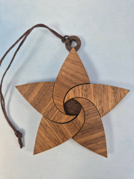 Wood Grain Star Layered Ornament
