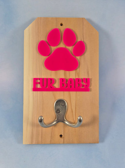 Fur Baby - Wooden Dog Leash Holder With Acrylic Accents