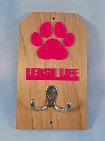 Leash Life - Wooden Dog Leash Holder With Acrylic Accents
