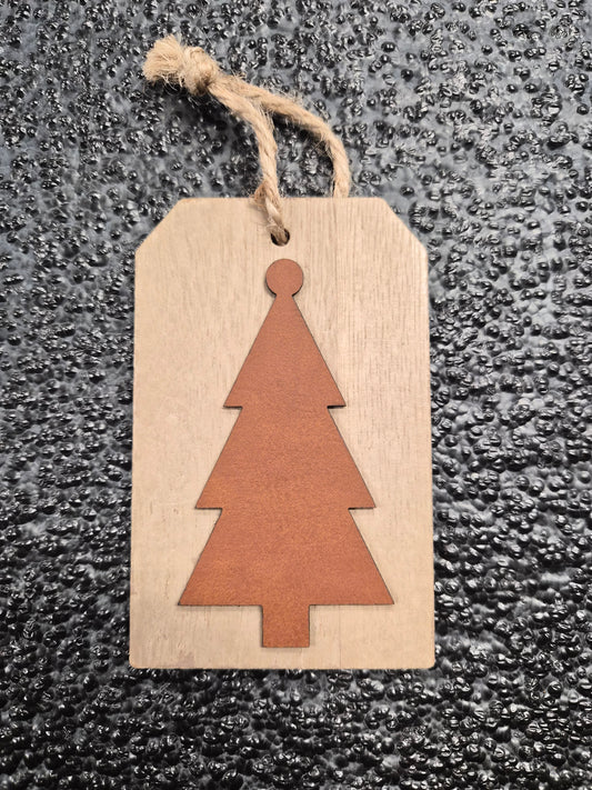 Wood and Leatherette Gift Tag