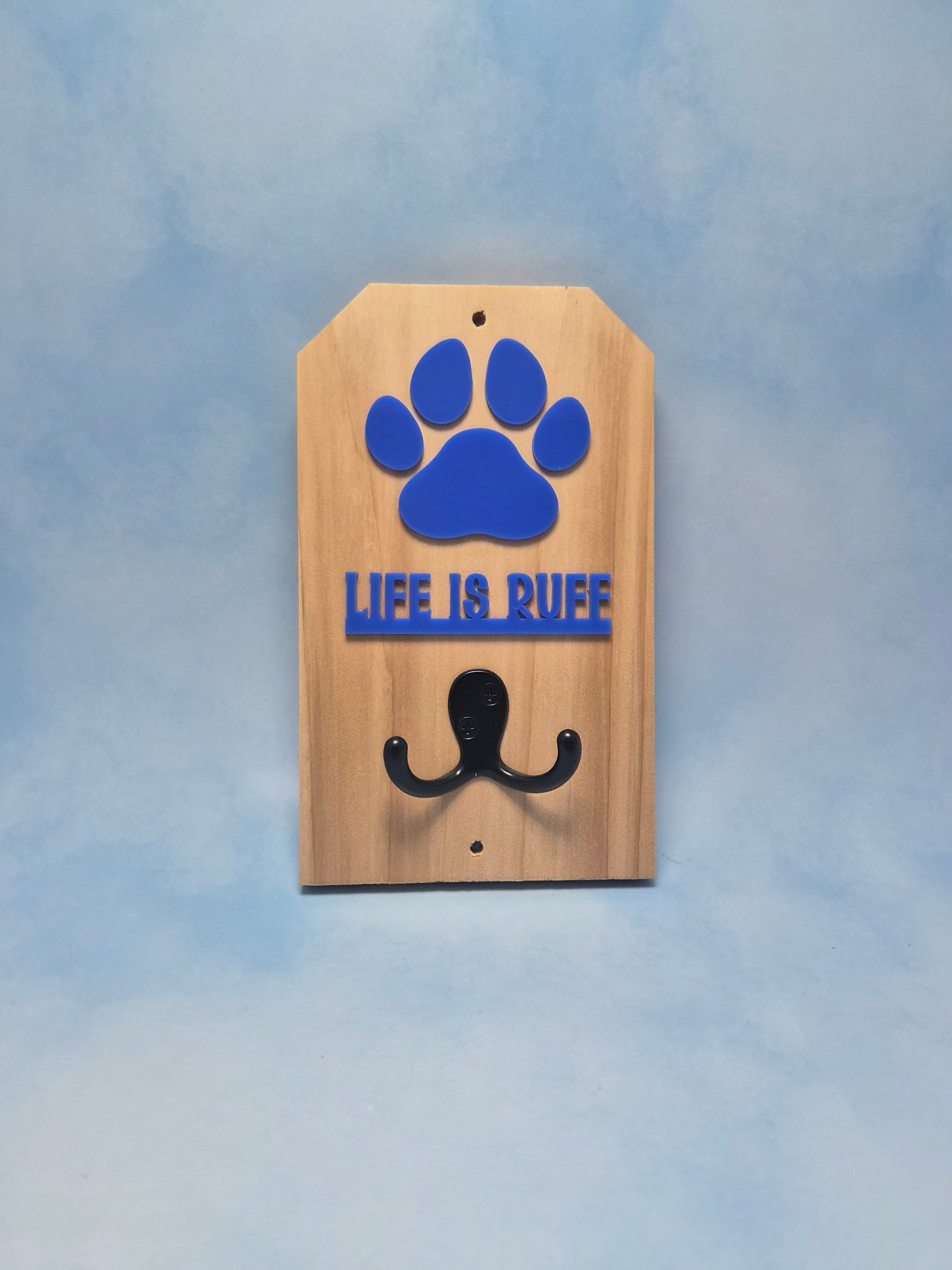 Life is Ruff - Wooden Dog Leash Holder With Acrylic Accents