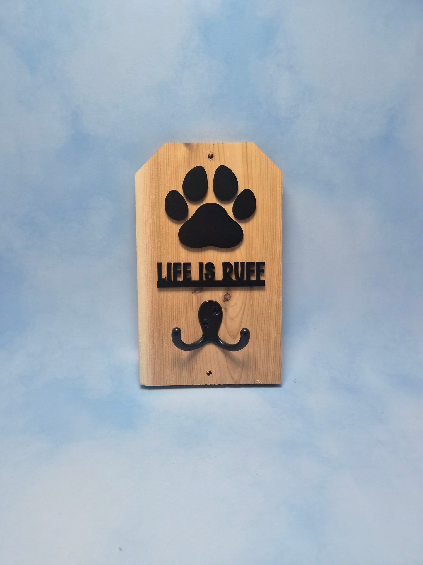 Life is Ruff - Wooden Dog Leash Holder With Acrylic Accents