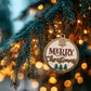 Merry Christmas Round Wood Ornament