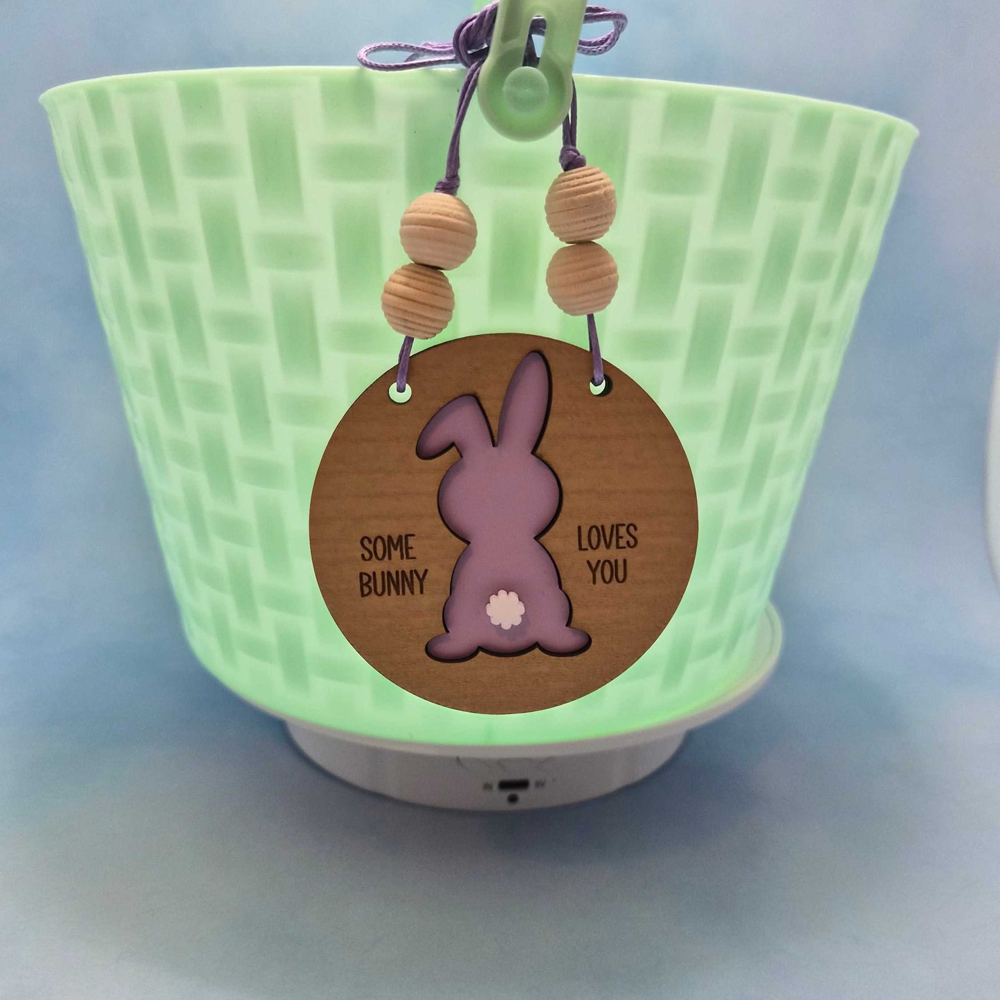Easter Basket Tags - Round Layered Wood and Leatherette