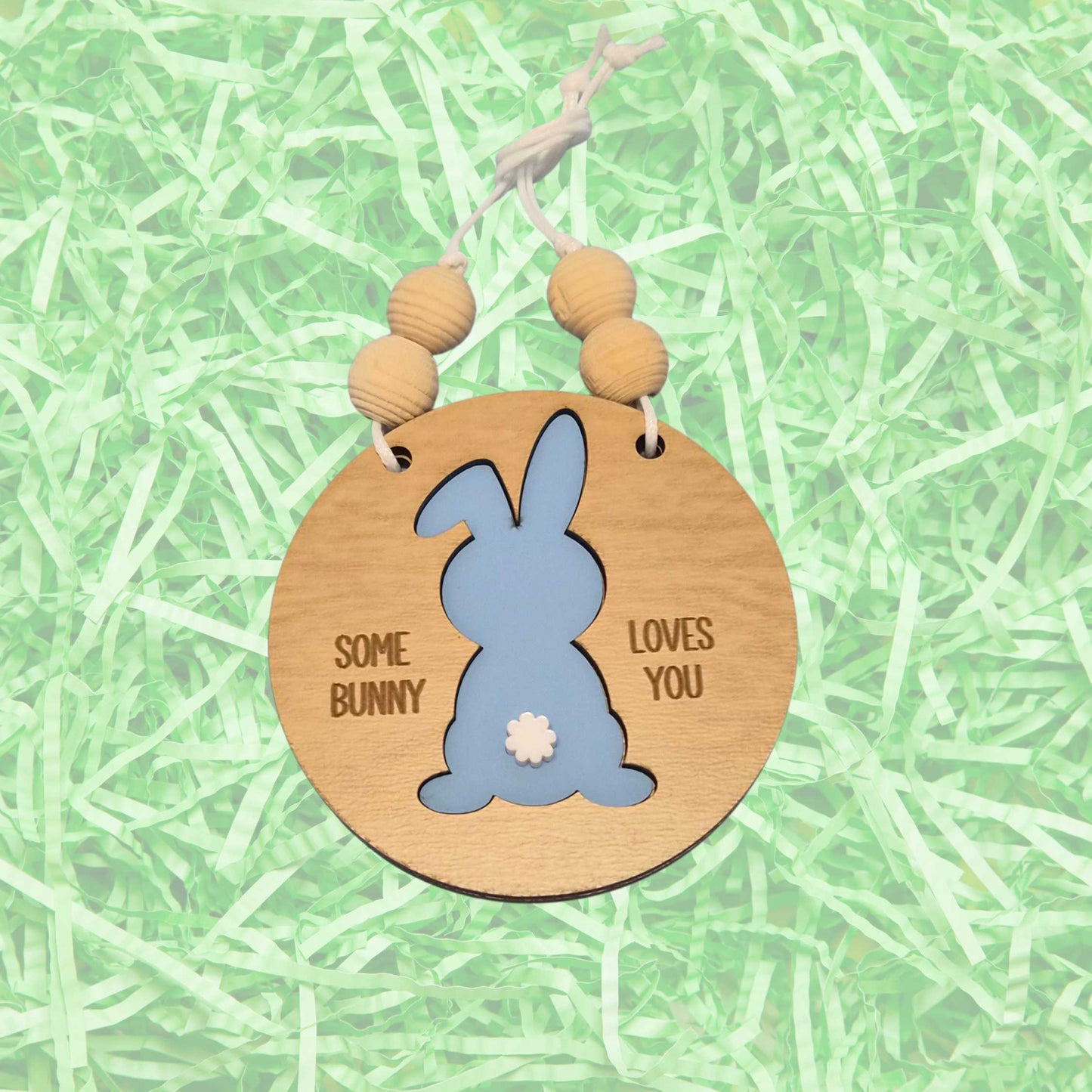Easter Basket Tags - Round Layered Wood and Leatherette