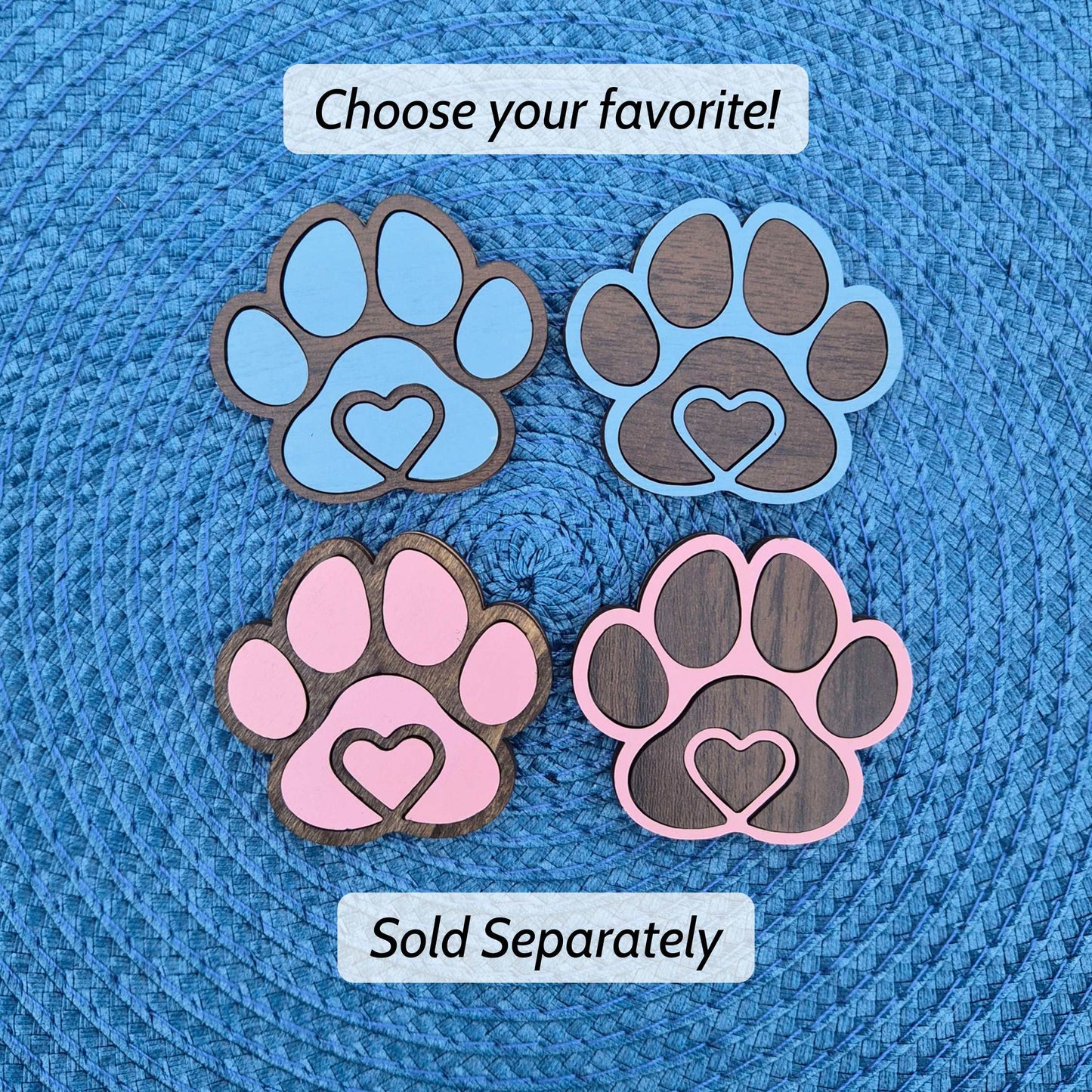 Paw Print Fridge Magnets Layered Pink and Blue for Dog or Cat Lovers