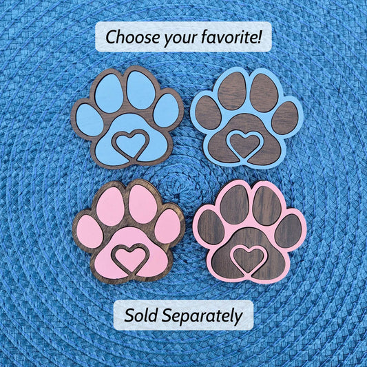 Paw Print Fridge Magnets Layered Pink and Blue for Dog or Cat Lovers