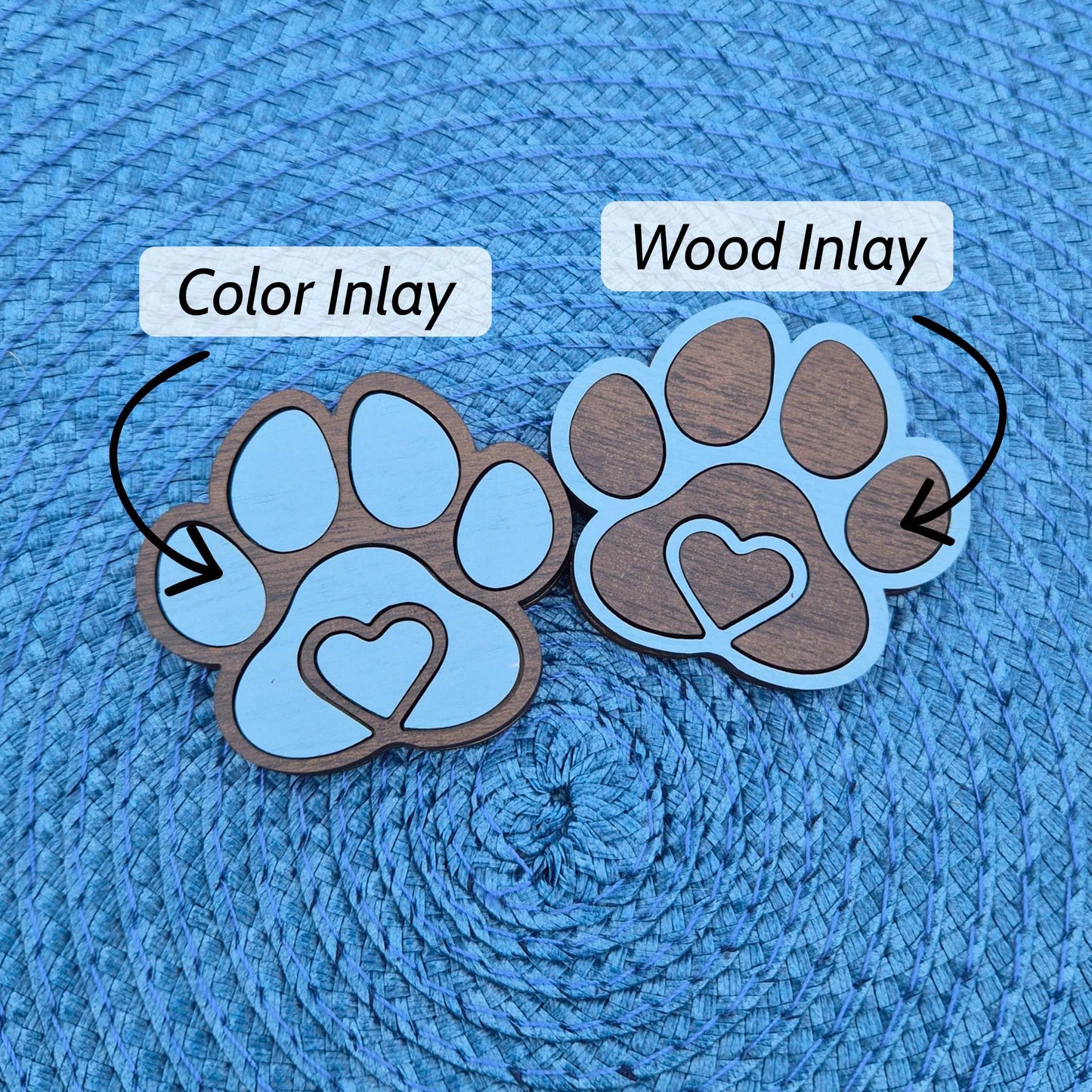 Paw Print Fridge Magnets Layered Pink and Blue for Dog or Cat Lovers