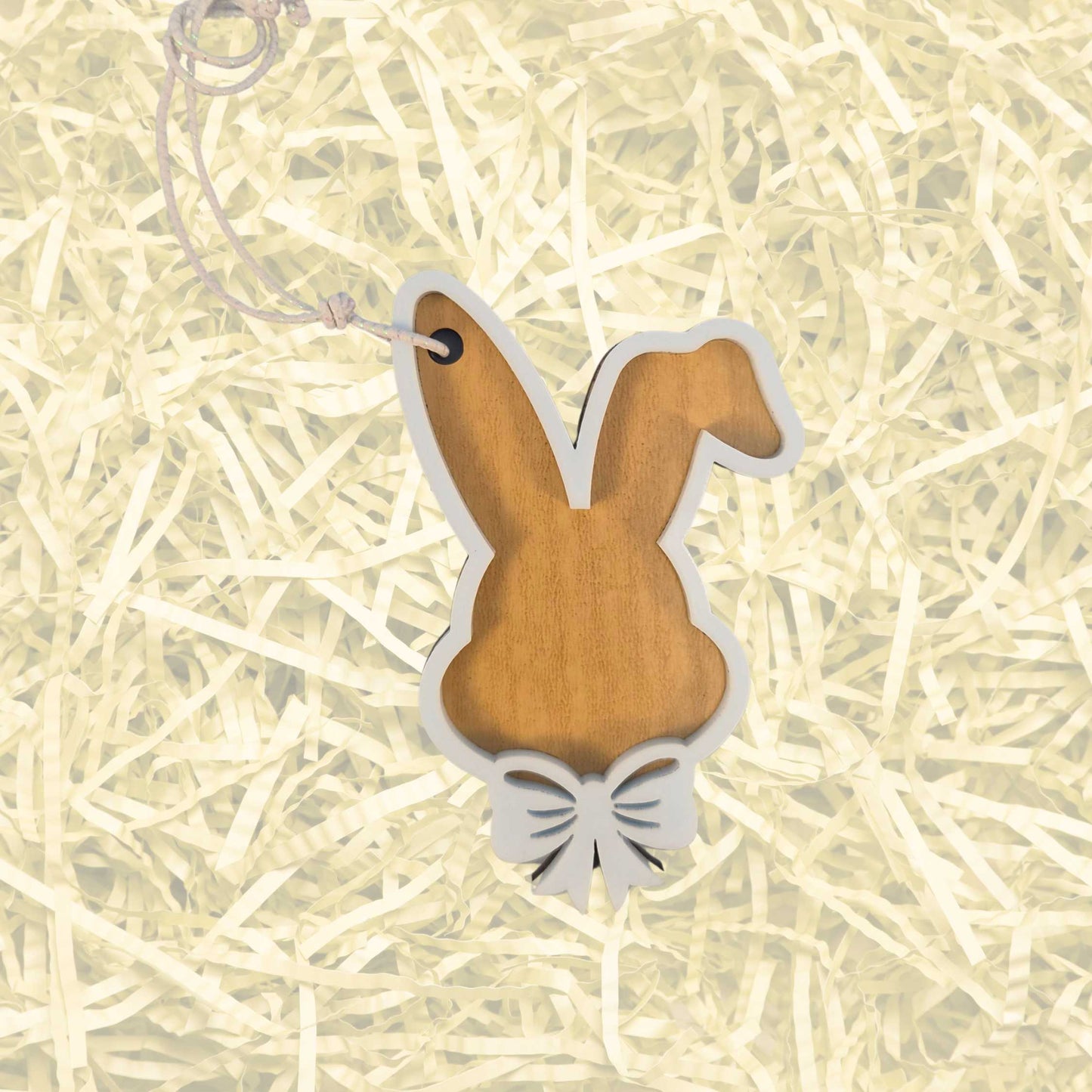 Easter Basket Tags - Bunny Shaped Layered Wood and Acrylic