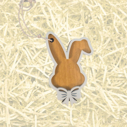 Easter Basket Tags - Bunny Shaped Layered Wood and Acrylic