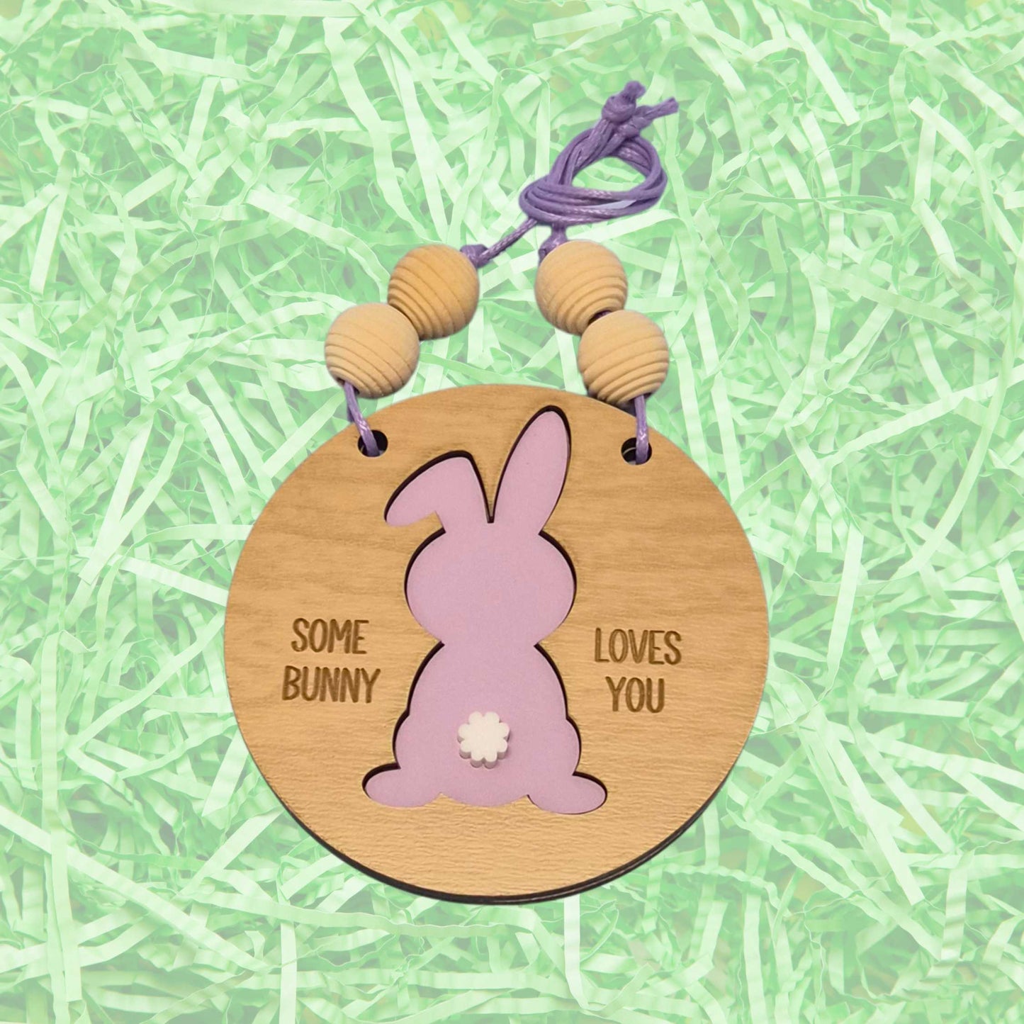 Easter Basket Tags - Round Layered Wood and Leatherette