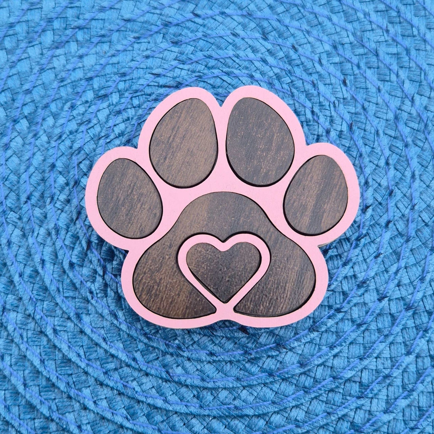 Paw Print Fridge Magnets Layered Pink and Blue for Dog or Cat Lovers