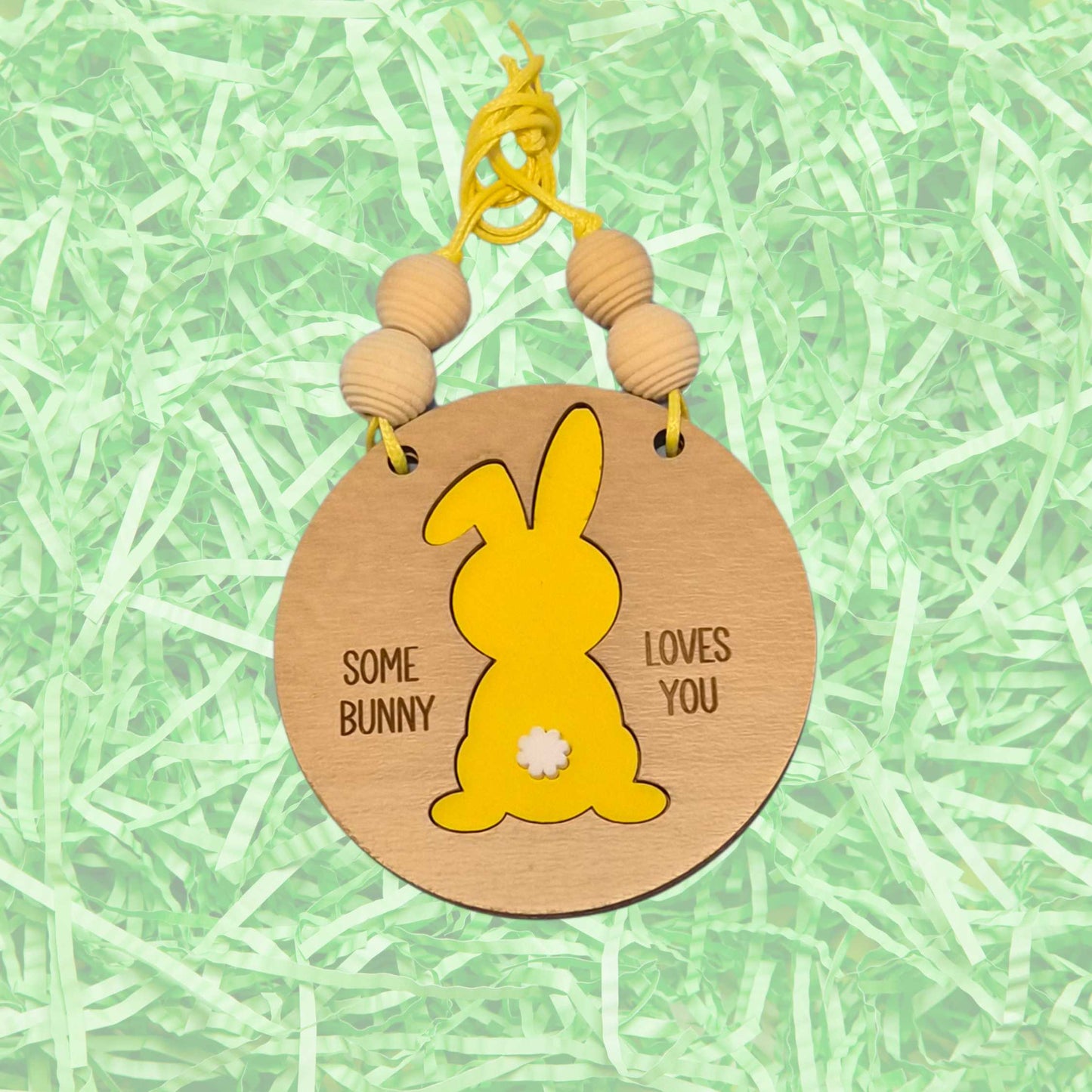 Easter Basket Tags - Round Layered Wood and Leatherette