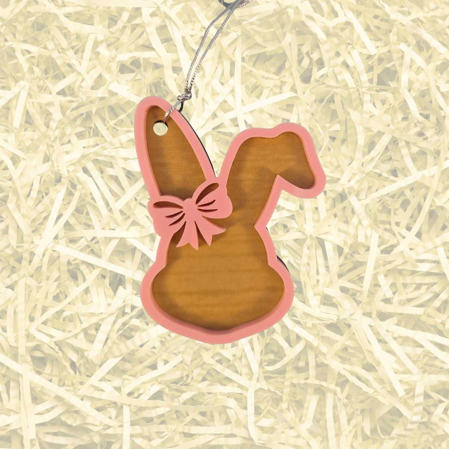 Easter Basket Tags - Bunny Shaped Layered Wood and Acrylic
