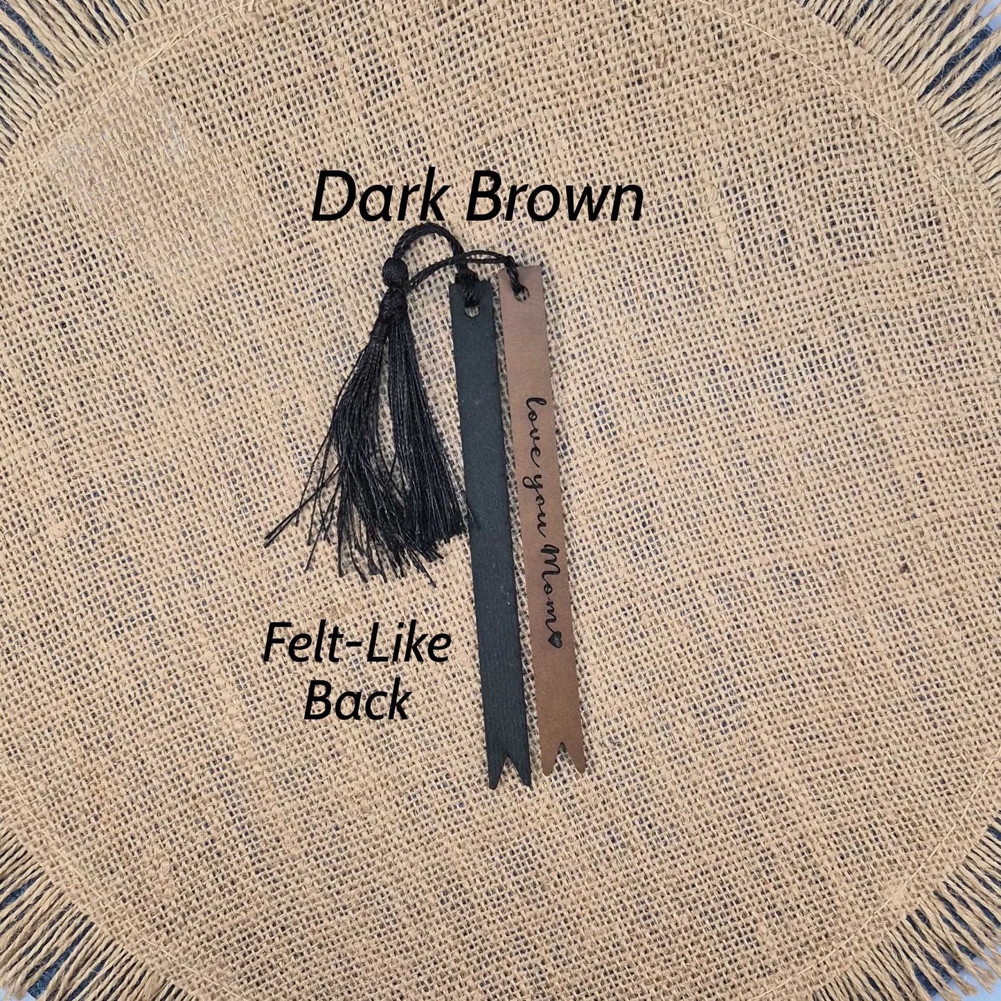 Love You Mom Leatherette Skinny Bookmark with Tassel