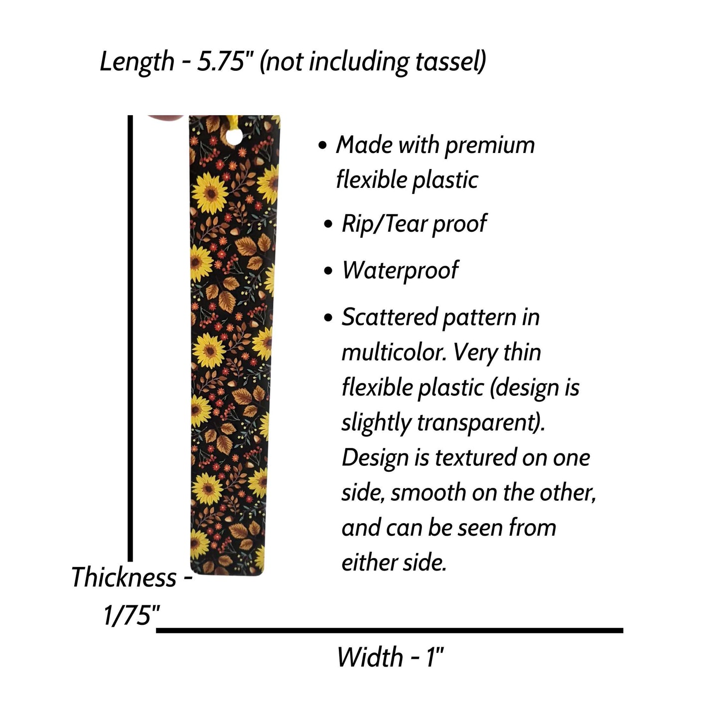 Sunflower Pattern Flex Bookmark with Tassel Multicolor
