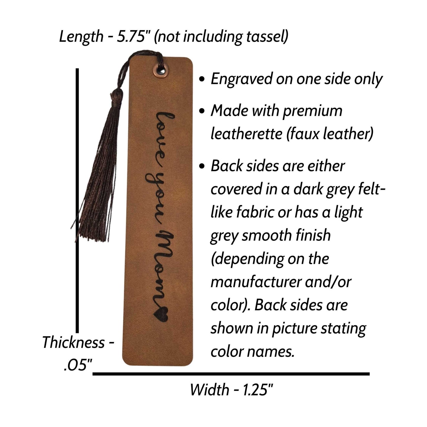 Love You Mom Leatherette Bookmark with Tassel