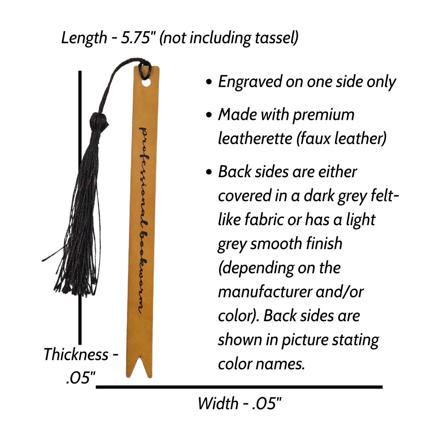 Professional Bookworm Funny Leatherette Skinny Bookmark with Tassel