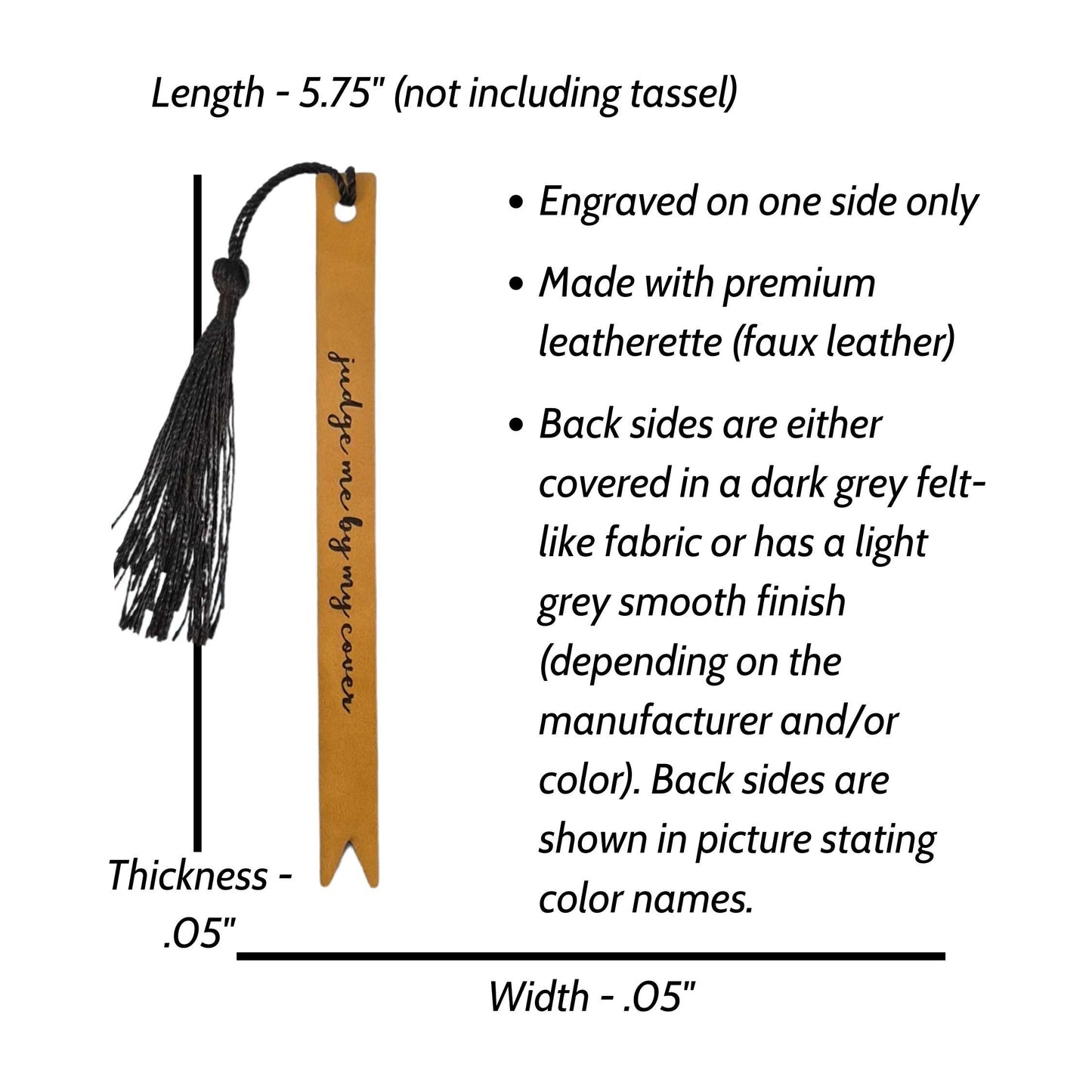 Judge me by my Cover Funny Leatherette Skinny Bookmark with Tassel