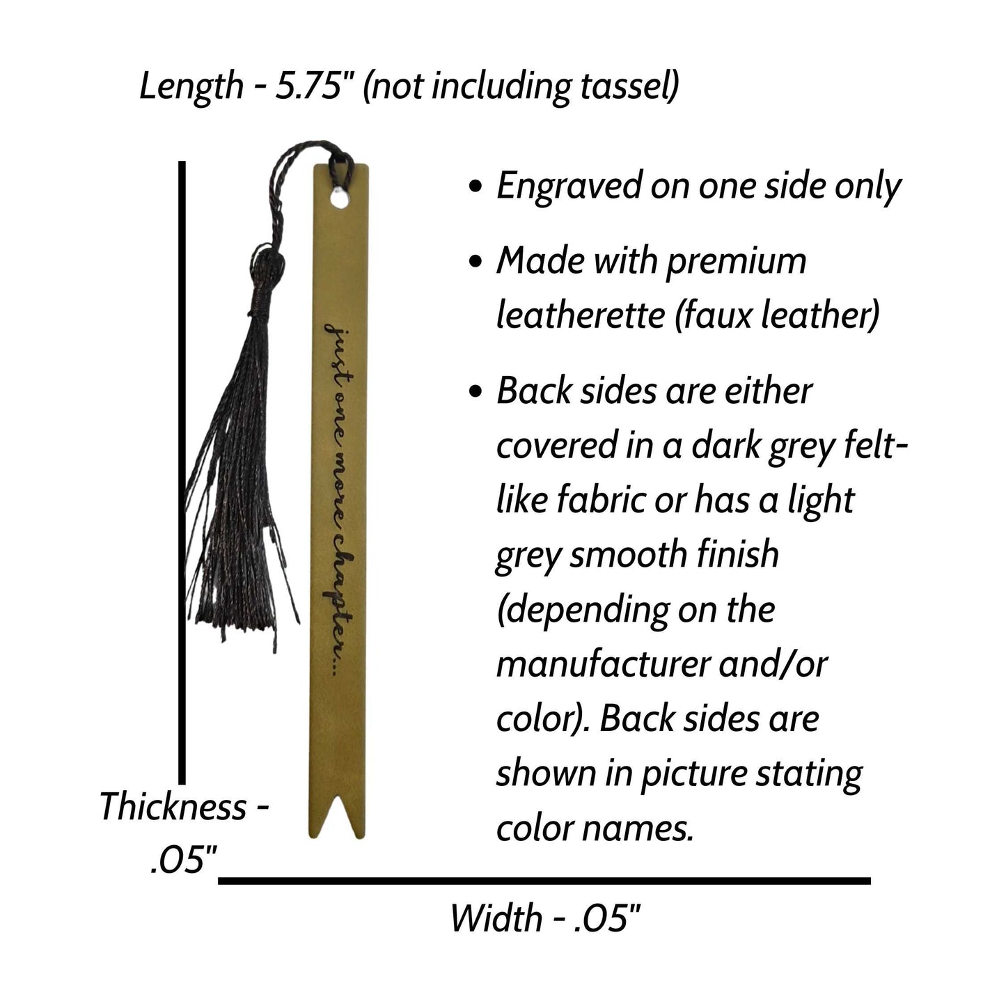 Just One More Chapter Funny Leatherette Skinny Bookmark with Tassel