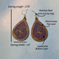 Wood Veneer & Purple Leatherette Floral Dangle Earrings