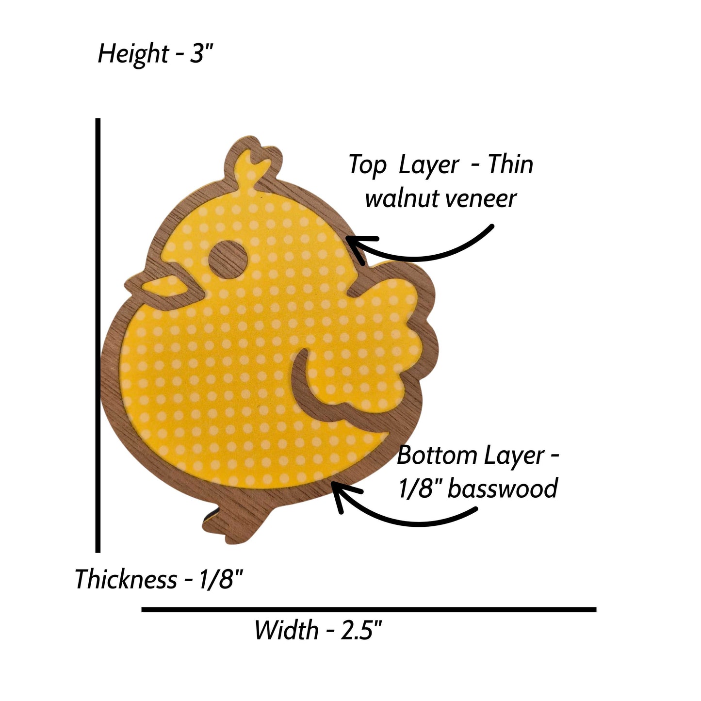 Chunky Chick Fridge Magnets Layered - Side View