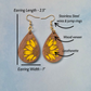 Sunflower Wood Veneer & Yellow Leatherette Dangle Earrings - Detailed Side View