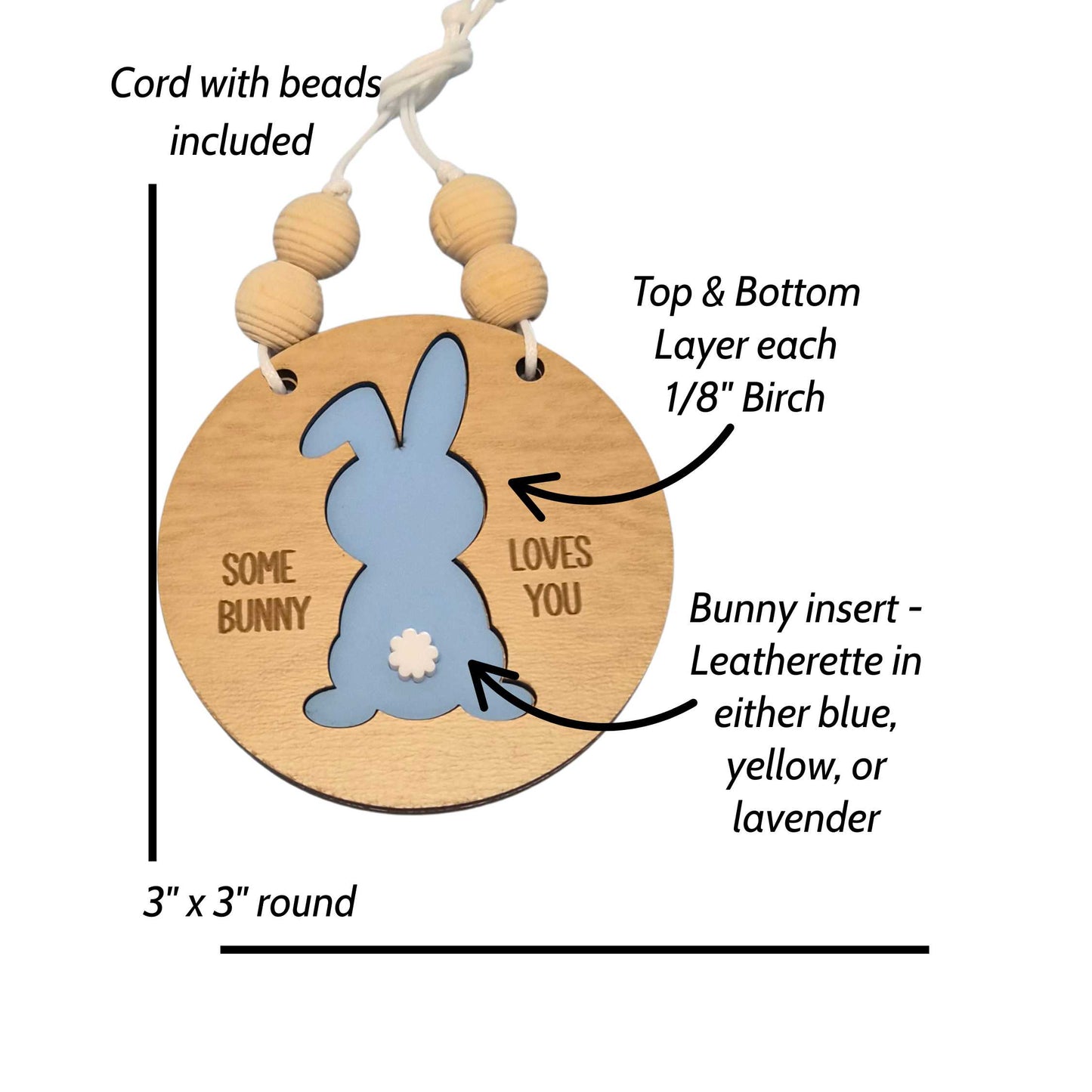 Easter Basket Tags - Round Layered Wood and Leatherette
