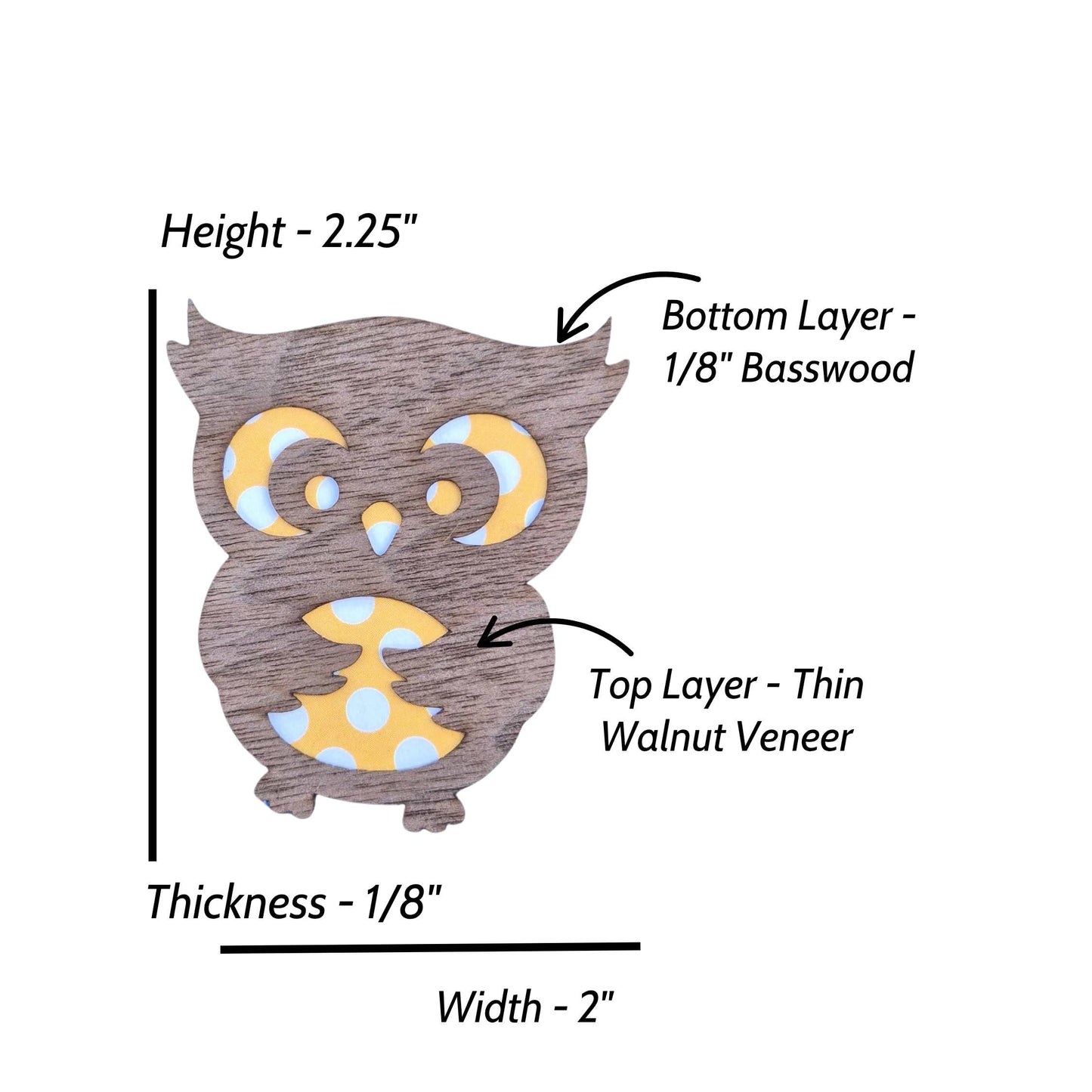 Owl Fridge Magnets Layered