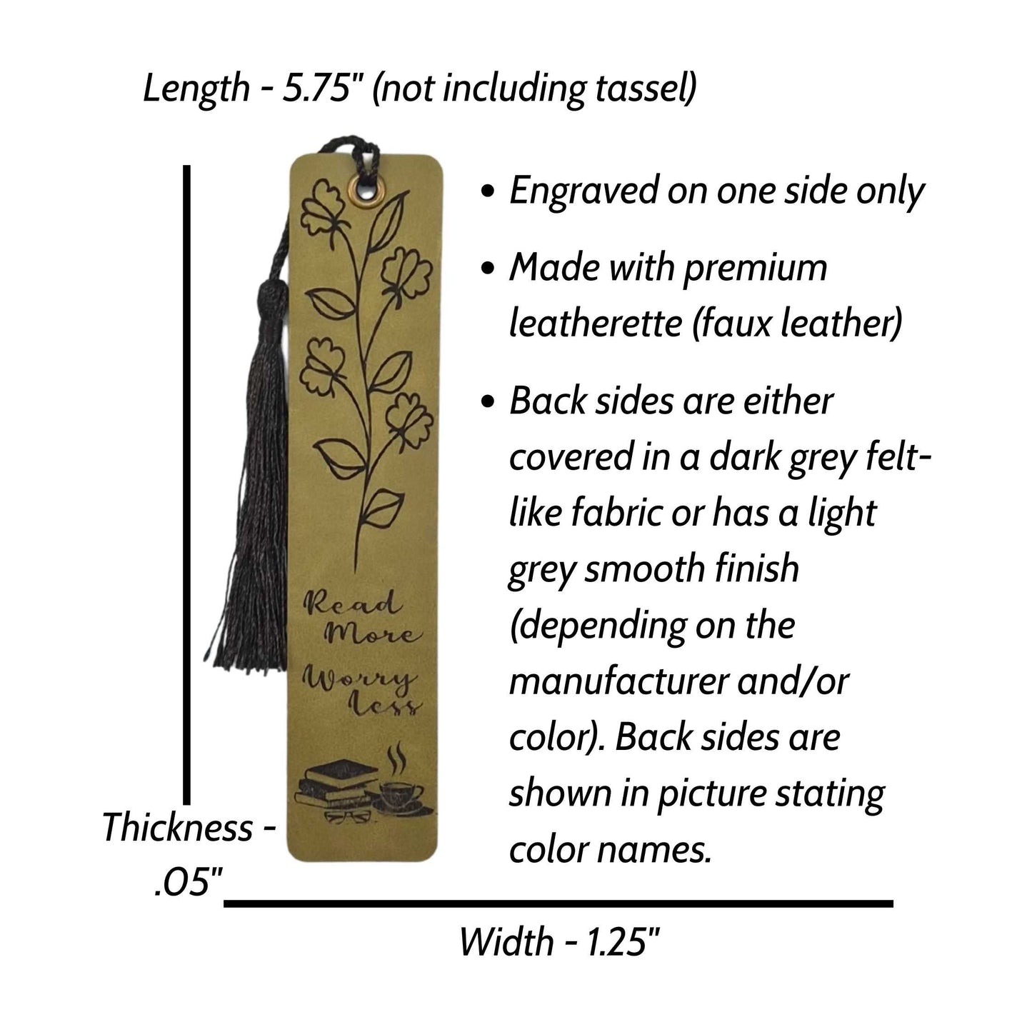 Read More Worry Less Floral Leatherette Bookmark With Tassel