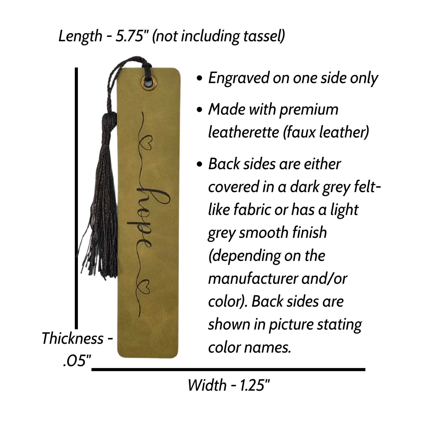 Inspirational "Hope" Leatherette Bookmark With Tassel