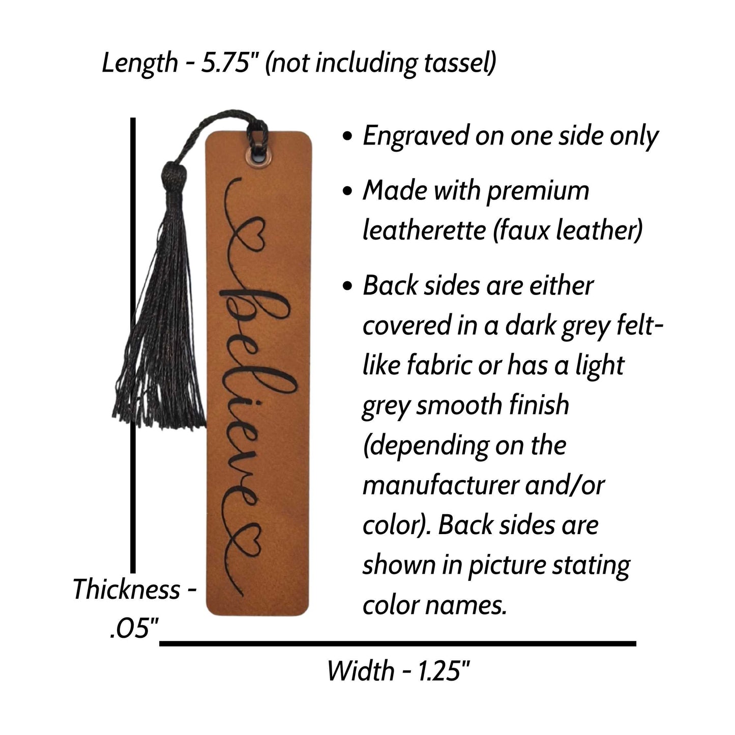 Believe - Inspirational Leatherette Bookmark with Tassel