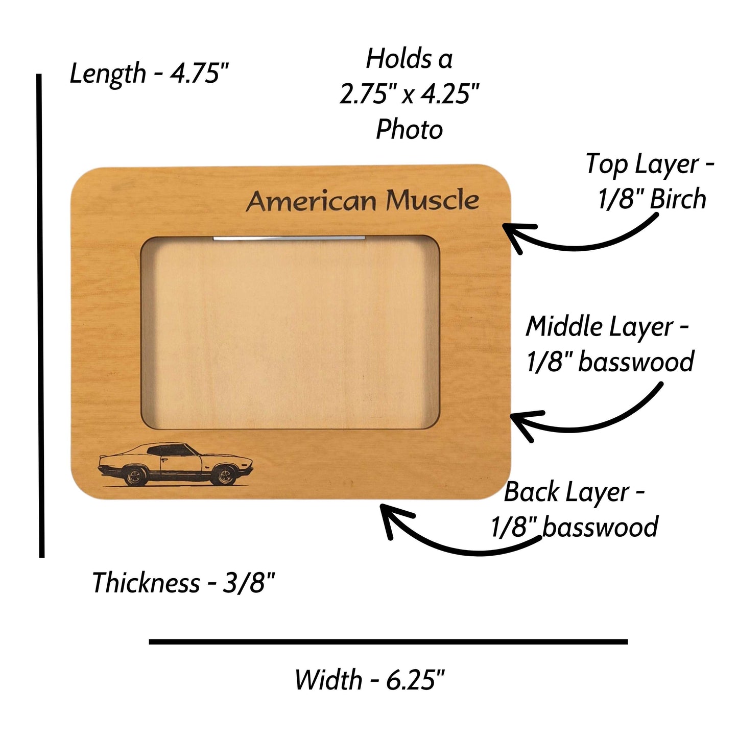 Layered Picture Frame for Car Lovers, American Muscle