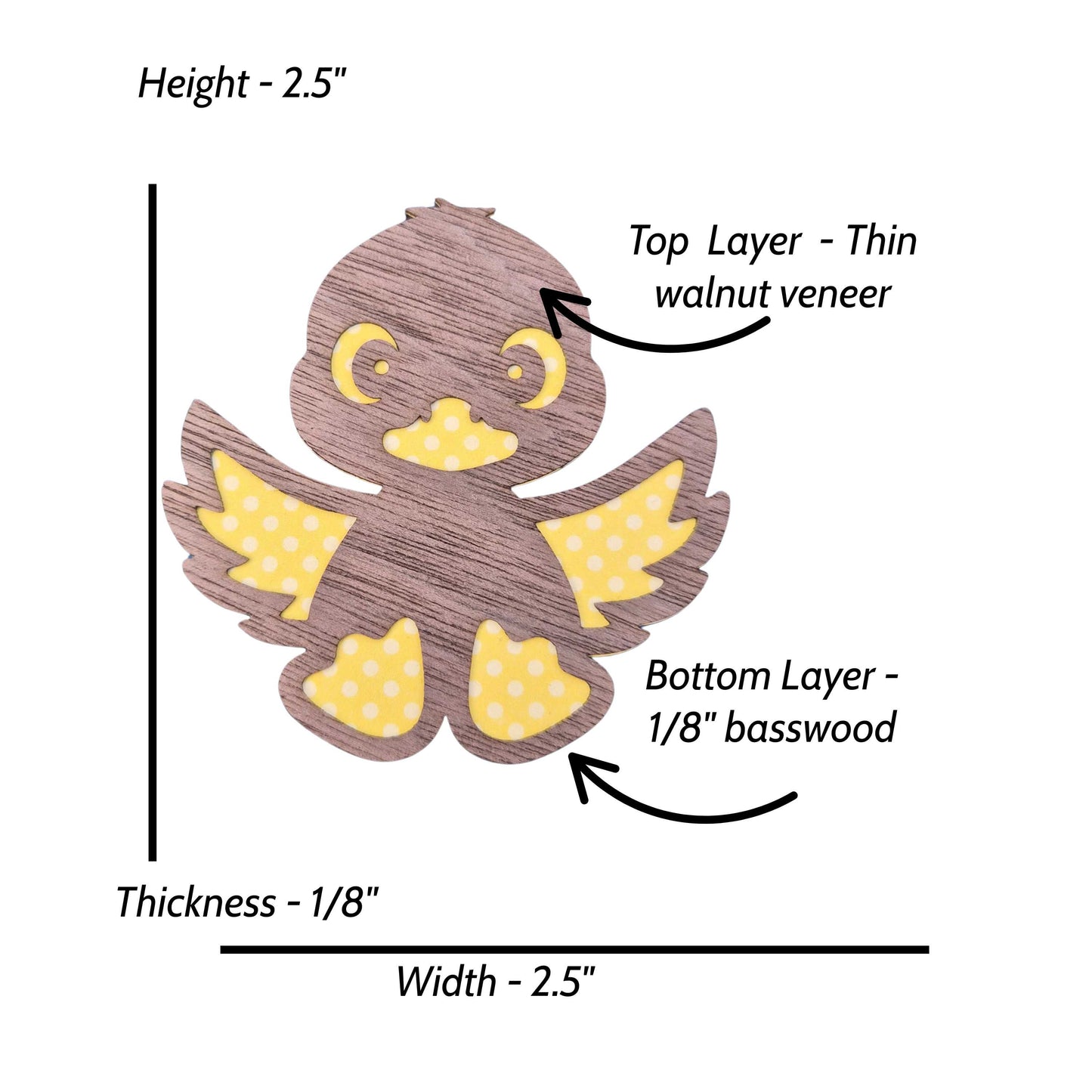 Baby Chick Fridge Magnets Layered - Wings Out