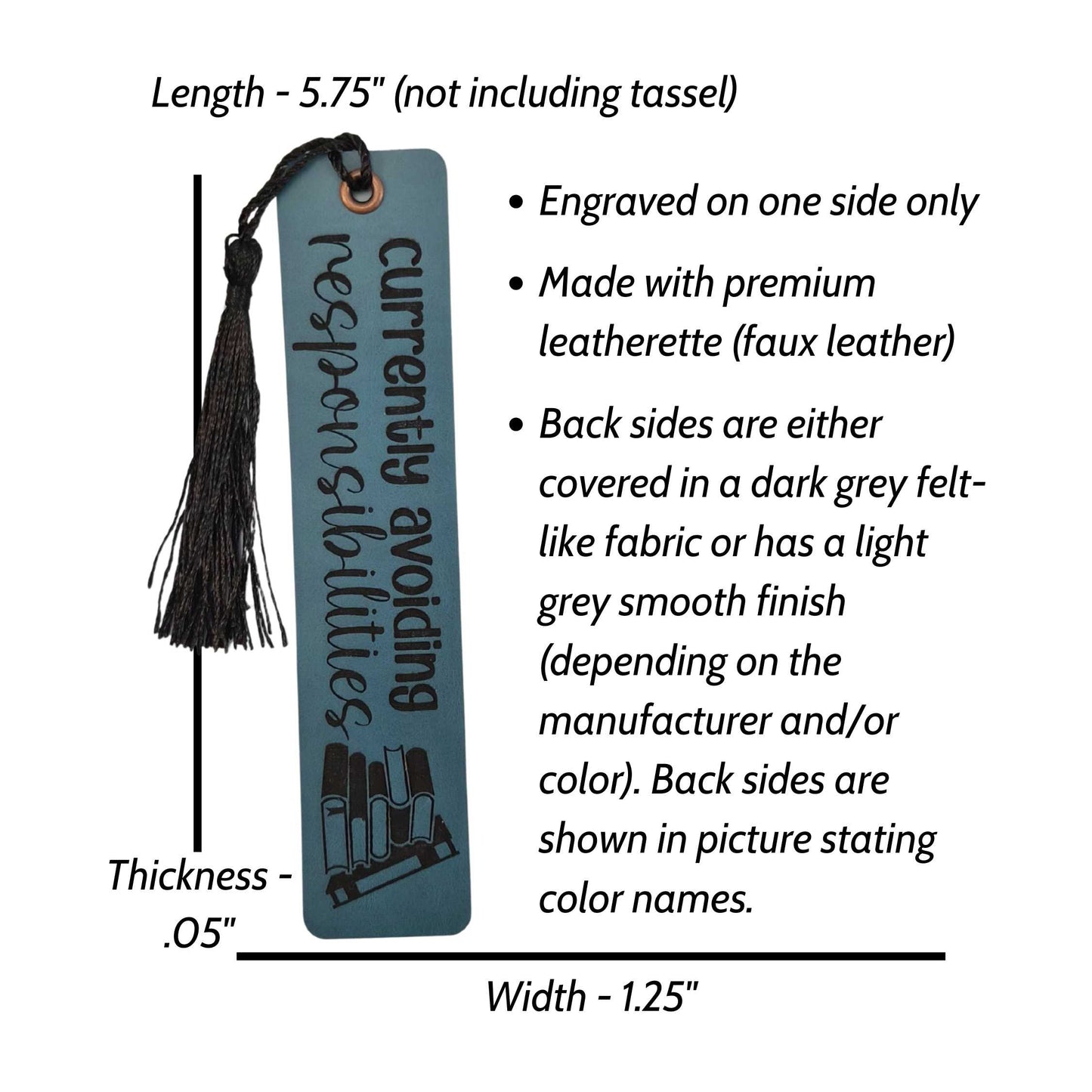 Currently Avoiding Responsibilities Funny Leatherette Bookmark with Tassel