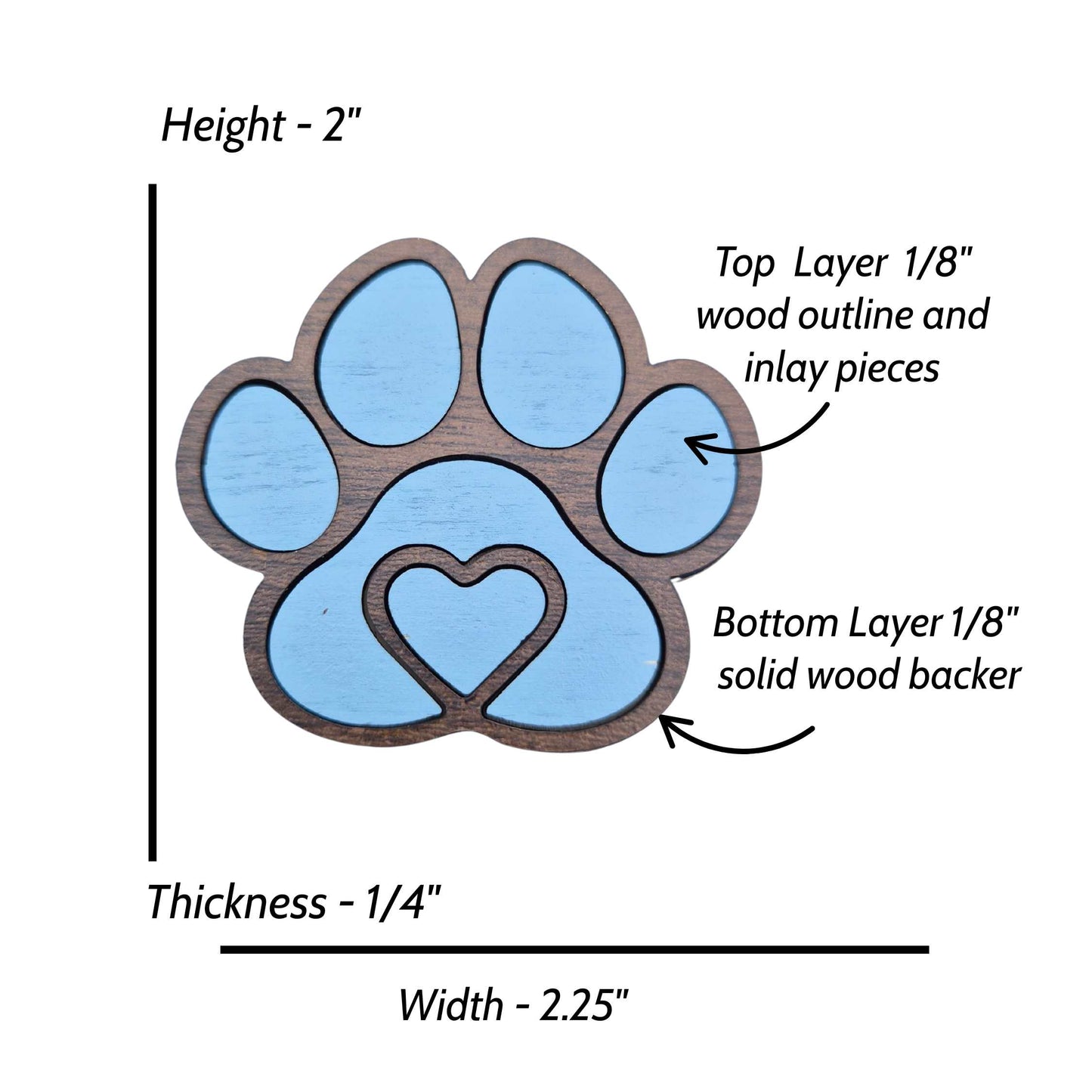 Paw Print Fridge Magnets Layered Pink and Blue for Dog or Cat Lovers